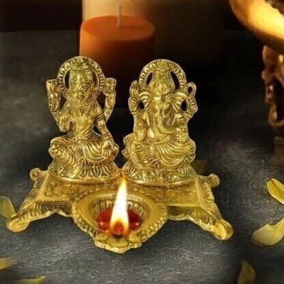 Garima mart Laxmi Ganesh diya Brass Table Diya(Height: 5 inch)
