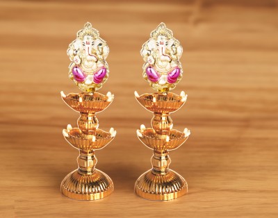 Nabhya 10 Deep Ganesh Electric Rice LED, 2 Layer Diya for Temple Table Diya Pack Of 2 Plastic (Pack of 2) Table Diya Set(Height: 7 inch)