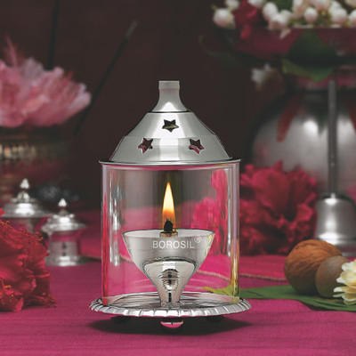 BOROSIL Glass Table Diya(Height: 4 inch)