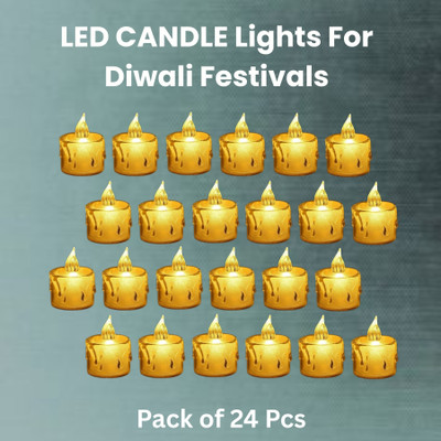 Guggu LED Candle Lights, LED Flameless Crystal Tea Candles Light For Diwali DécorE426 Plastic (Pack of 24) Table Diya Set(Height: 2 inch)