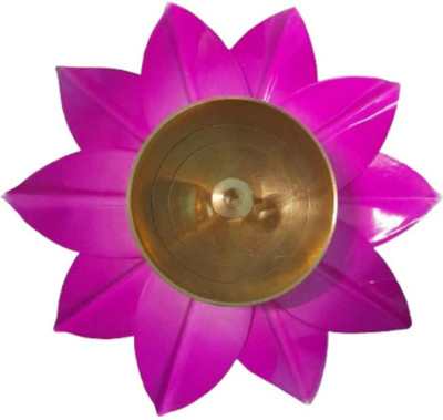 Tinku k Store Brass Lotus Diya for Home Décor | Diwali Decoration & Gift Purpose Brass Table Diya(Height: 1 inch)