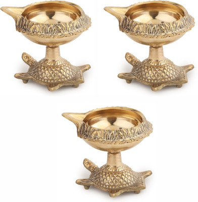 DOKCHAN Brass (Pack of 3) Table Diya(Height: 1.5 inch)