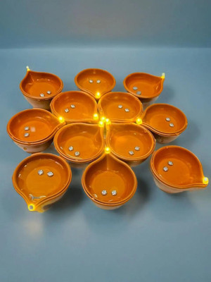3BAAN A457Water Sensor Diya for Home Decoration Electric Flameless & Diya Lights Plastic (Pack of 12) Table Diya Set(Height: 4 inch)