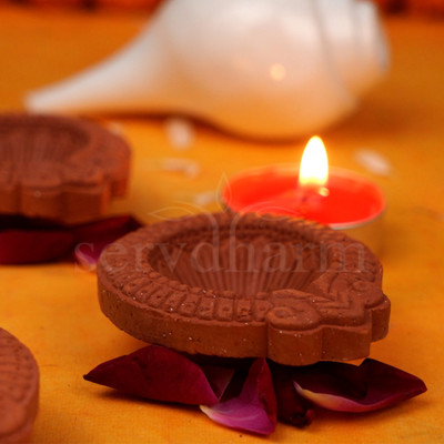 ServDharm Handmade Clay Diya for Diwali Terracotta (Pack of 12) Table Diya Set(Height: 1 inch)