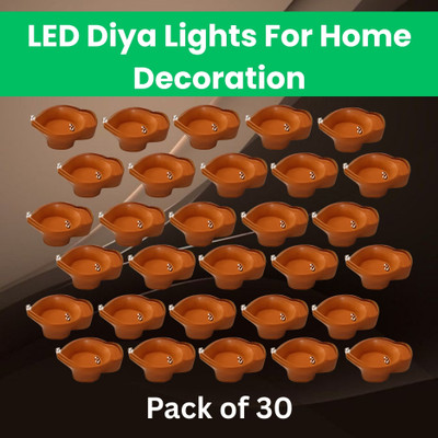 SACRO Water Sensor Diya LED Water Diyas for Diwali Home & Office Décor Pack of 30 C156 Plastic (Pack of 30) Table Diya Set(Height: 2 inch)