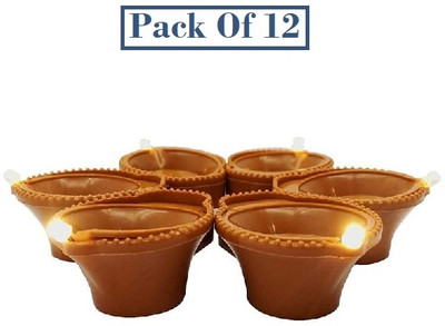 Jantrex Plastic (Pack of 12) Table Diya Set(Height: 3 inch)