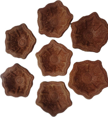 Radheydecor Terracotta (Pack of 6) Table Diya Set(Height: 1 inch)