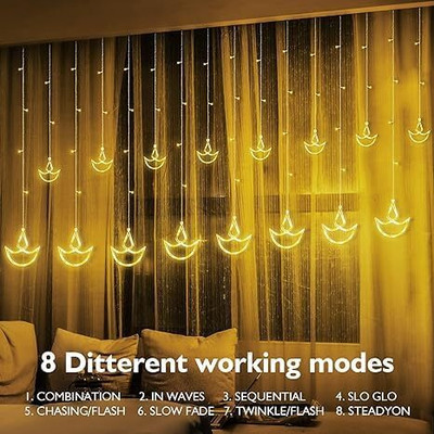Atipriya 138 LEDs 2.5 m Yellow Flickering Diya Rice Lights(Pack of 1)
