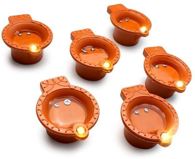 Vinishq Diya Tortoise with Swastik Antique Style Vastu Kachua Designer Deepak Plastic (Pack of 6) Table Diya(Height: 10 inch)