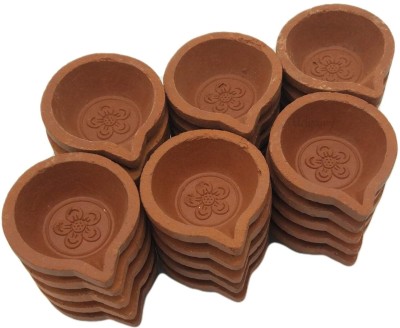 DreamKraft Clay Traditional Diwali Ke Diya | Mitti Ka Diya (Set of 24) Earthenware (Pack of 24) Table Diya Set(Height: 0.78 inch)