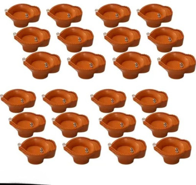 Benicia Diwali light battery Operated Traditional Diya Smokeless Water Sensor Led Diyas Plastic (Pack of 12) Table Diya(Height: 2 inch)