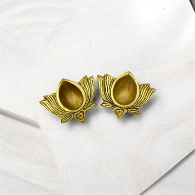 Shri Ji Collection Creatives Brass (Pack of 2) Table Diya Set(Height: 3 inch)