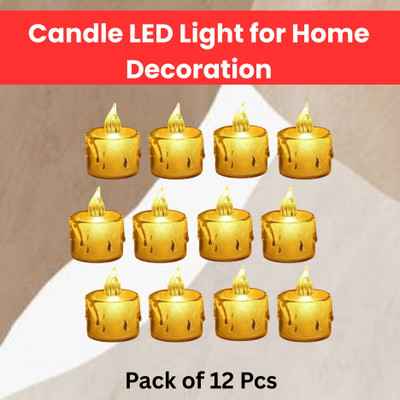 Guggu LED Candle Lights, LED Flameless Crystal Tea Candles Light For Diwali DécorQ319 Plastic (Pack of 12) Table Diya Set(Height: 2 inch)
