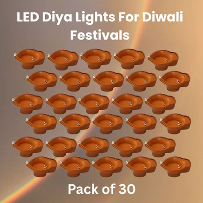Raga Plus Water Sensor Diya LED Water Diyas for Diwali Home & Office Décor Pack of 30 A325 Plastic (Pack of 30) Table Diya Set(Height: 2 inch)