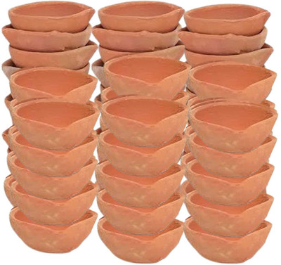 Ciconia Terracotta (Pack of 200) Table Diya Set(Height: 2 inch)