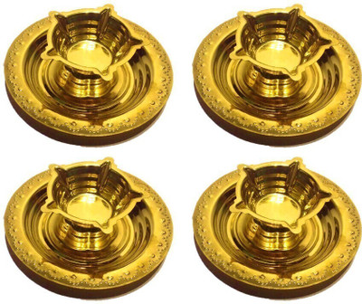w3rocks 5 Face Large Brass (Pack of 4) Table Diya(Height: 1.5 inch)