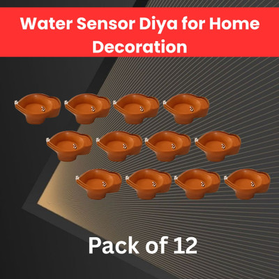 SACRO Water Sensor Diya LED Water Diyas for Diwali Home & Office Décor Pack of 12 Q397 Plastic (Pack of 12) Table Diya Set(Height: 2 inch)