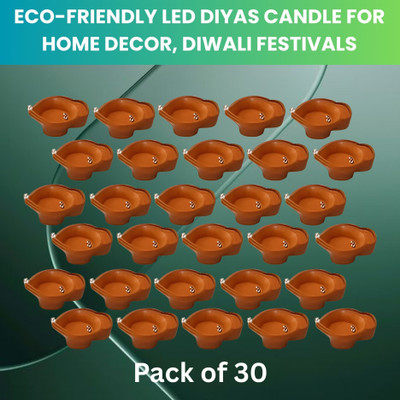 Raga Plus Water Sensor Diya LED Water Diyas for Diwali Home & Office Décor Pack of 30 A298 Plastic (Pack of 30) Table Diya Set(Height: 2 inch)