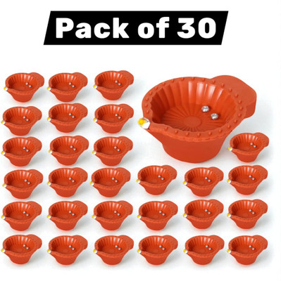 LeafBlu Unique Decorative Diwali Water Sensor Diya Plastic (Pack of 30) Table Diya(Height: 1.5 inch)