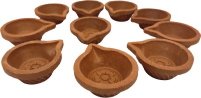 Jupiterframes Pottery (Pack of 10) Table Diya Set(Height: 1 inch)