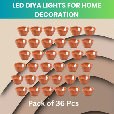 YAROH LED Water Diya, Water Sensor Diya for Diwali Festival Home & Office DécorZW59 Plastic (Pack of 36) Table Diya Set(Height: 2 inch)