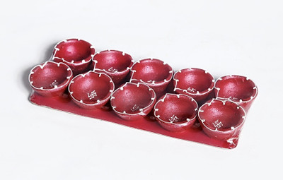 Puff Smart Terracotta (Pack of 10) Table Diya Set(Height: 1 inch)