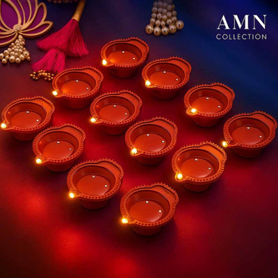 AMN COLLECTION water sensor diya Plastic (Pack of 12) Table Diya Set(Height: 1 inch)