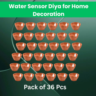 YAROH LED Water Diya, Water Sensor Diya for Diwali Festival Home & Office DécorZQ118 Plastic (Pack of 36) Table Diya Set(Height: 2 inch)