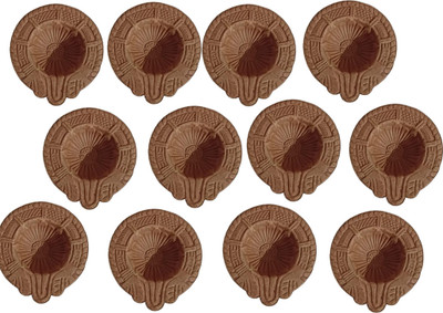 The Potter Terracotta Round Diwali Diya/Oil Lamps for Pooja Handmade Deepak for Deepawali Terracotta (Pack of 12) Table Diya Set(Height: 2 inch)