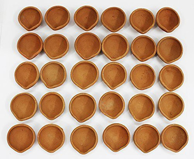 SOMUDEE Earthenware (Pack of 30) Table Diya Set(Height: 1 inch)