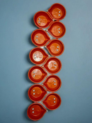 3BAAN X5 Sensor Brown Real Diya, Lighten Up When Fill with Water Plastic Plastic (Pack of 12) Table Diya Set(Height: 2 inch)