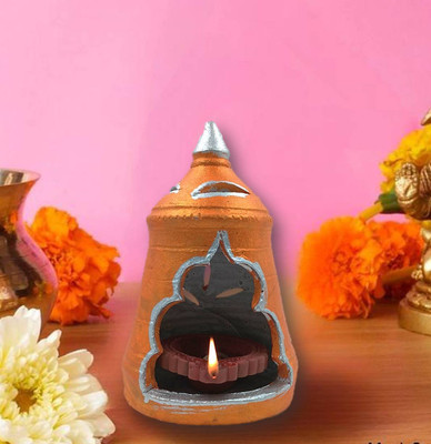 Jackcleen ™Temple-Shape Clay For Diwali Decoration Mitti Ka Diya Handmade Terracotta Diya. Earthenware Table Diya(Height: 7 inch)