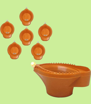 SUVIKSHA Water sensor diya | Plastic Light Diya | Led Diya Pack of 6 Plastic (Pack of 6) Table Diya Set(Height: 1.5 inch)