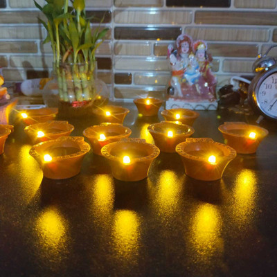 priortech solutions Plastic (Pack of 12) Hanging Diya(Height: 6.5 inch)
