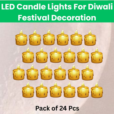 Guggu LED Candle Lights, LED Flameless Crystal Tea Candles Light For Diwali DécorQ25 Plastic (Pack of 24) Table Diya Set(Height: 2 inch)