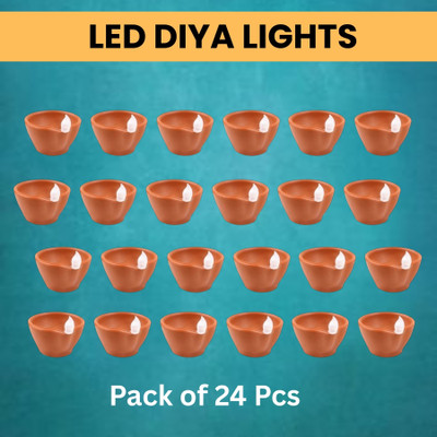 Frony LED Water Diya, Water Sensor Diya for Diwali Festival Home & Office DécorQQ241 Plastic (Pack of 24) Table Diya Set(Height: 2 inch)