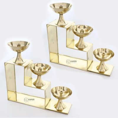 KAPER Brass (Pack of 2) Table Diya(Height: 6 inch)