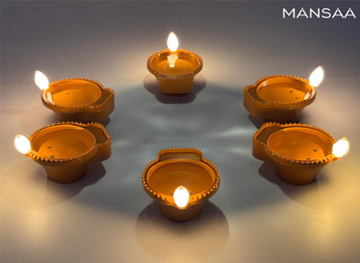 MANSAA Plastic (Pack of 6) Table Diya Set(Height: 4.5 inch)