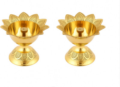 True Décor 2 Inch Devdas Diya for Puja Brass (Pack of 2) Table Diya(Height: 2 inch)