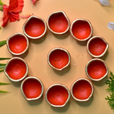 ClayArt Earthenware (Pack of 11) Table Diya Set(Height: 2 inch)