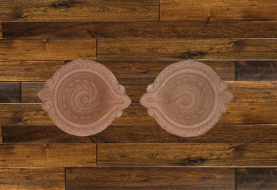 SOMUDEE Brown Diya's | Diyas for Pooja (Pack of 2) Earthenware (Pack of 2) Table Diya(Height: 3 inch)