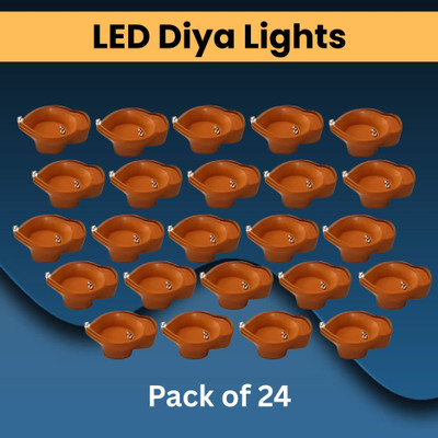 Guggu Water Sensor Diya, Electric LED Diyas for Diwali & Office Décor Pack of 24 E183 Plastic (Pack of 24) Table Diya Set(Height: 2 inch)
