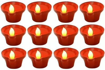 VALITIFXY Home Decor Water Sensor Diya Plastic (Pack of 12) Table Diya Set(Height: 2 inch)