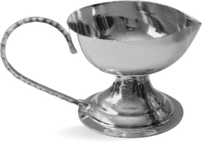 AashiSilver 92.5 Pure Silver Diya/Deepak/Deep with Handle for Pooja (22gm) Silver Table Diya(Height: 2 inch)