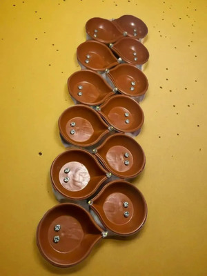3BAAN X104 Sensor Brown Real Diya, Lighten Up When Fill with Water Plastic Plastic (Pack of 12) Table Diya Set(Height: 2 inch)