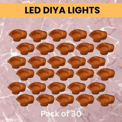 Raga Plus Water Sensor Reusable Led Diyas for Home Decor,Festivals Decoration Diwali Light Plastic (Pack of 30) Table Diya Set(Height: 2 inch)