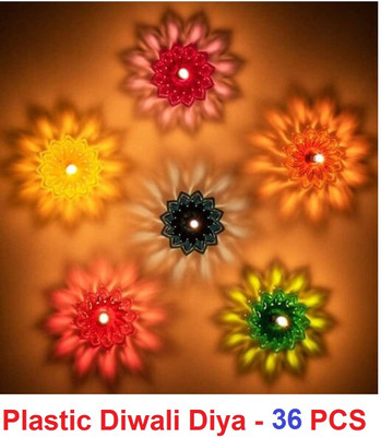 ReeQ Plastic (Pack of 36) Table Diya Set(Height: 1.5 inch)