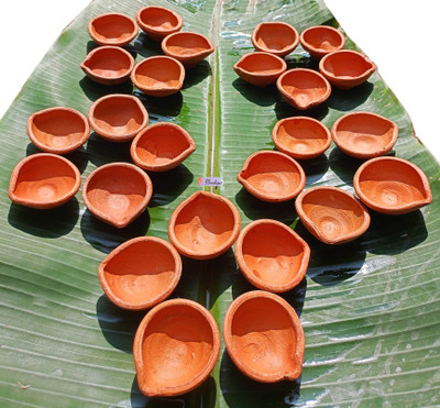 SSunshiine Earthenware (Pack of 25) Table Diya Set(Height: 1 inch)