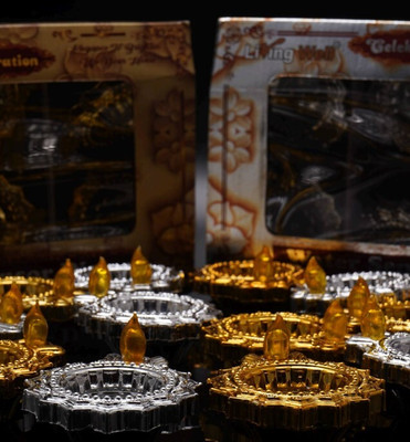 Rosevestla Gold and Silver Diya Water Sensor Led For Diwali Festival Plastic (Pack of 24) Table Diya Set(Height: 2 inch)