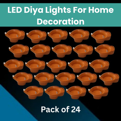 Guggu Water Sensor Diya, Electric LED Diyas for Diwali & Office Décor Pack of 24 Q28 Plastic (Pack of 24) Table Diya Set(Height: 2 inch)